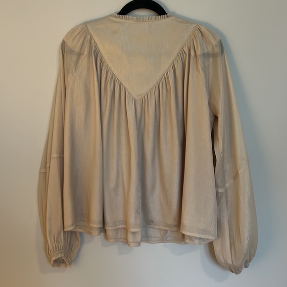 Champagne V-Front satin blouse - Picture 2 of 3